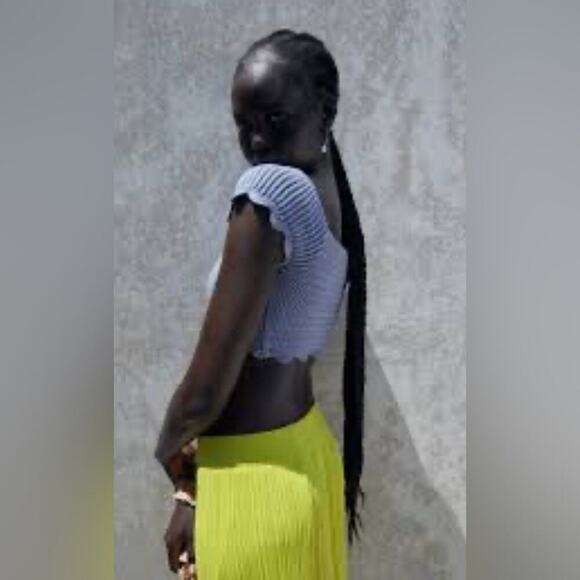 Zara Blue Knit crop top Size  Small - Picture 2 of 4